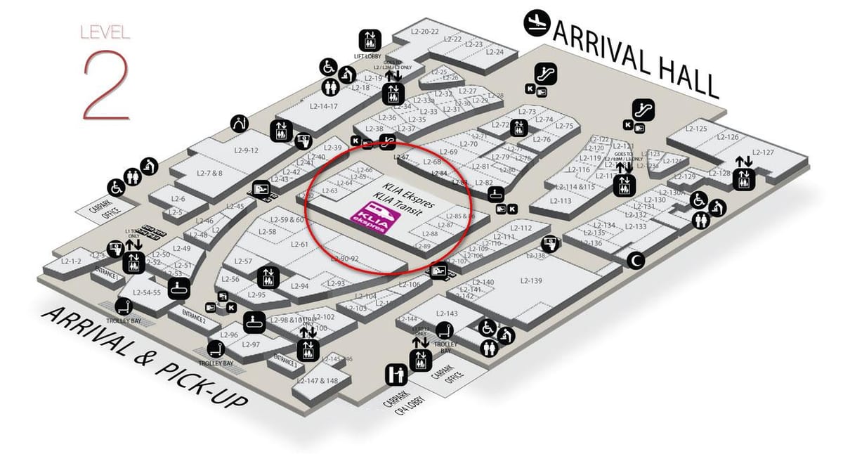 пристигане от klia2 картата