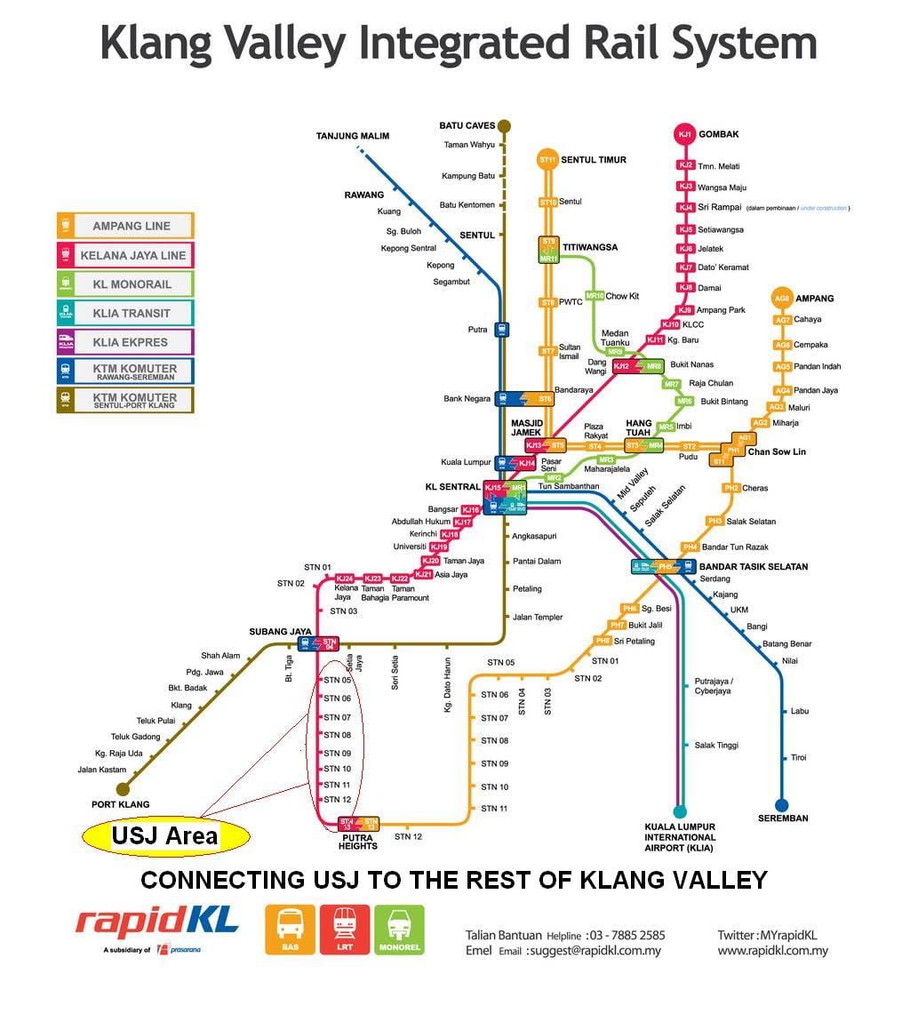 subang Jaya ЛРТ маршрут на картата