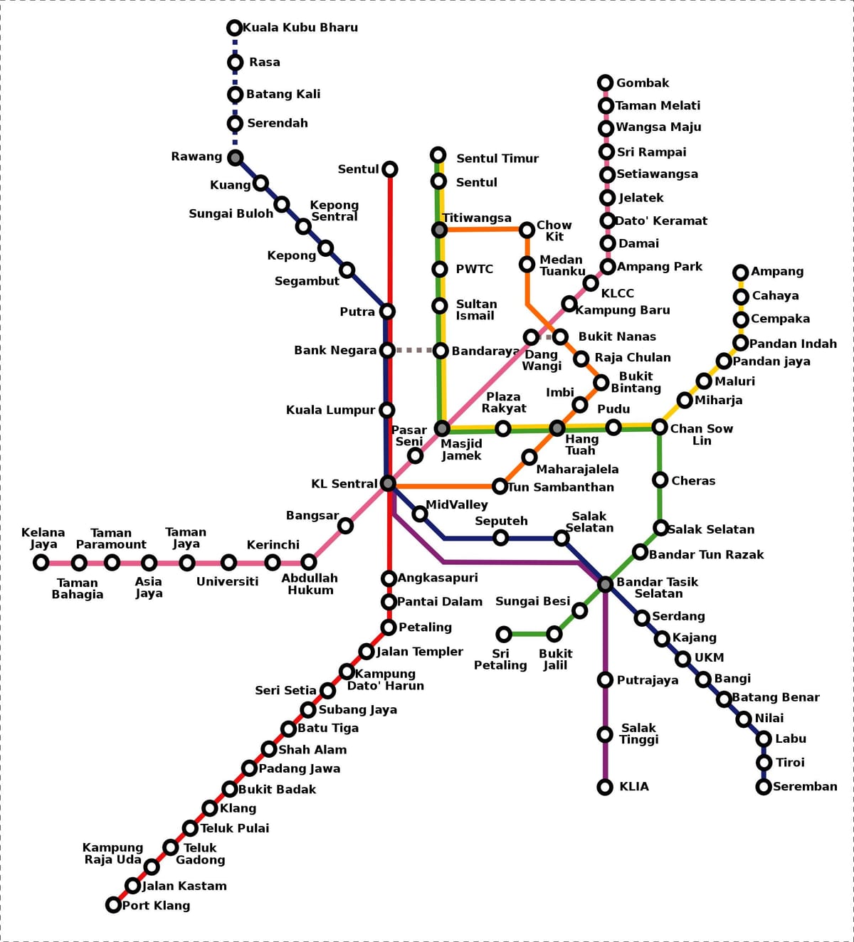 Малайзия карта на метрото