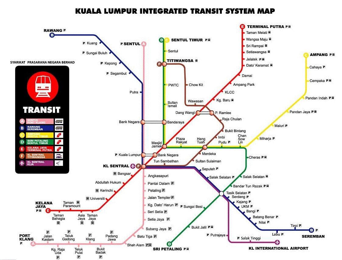 карта на метрото Куала Лумпур
