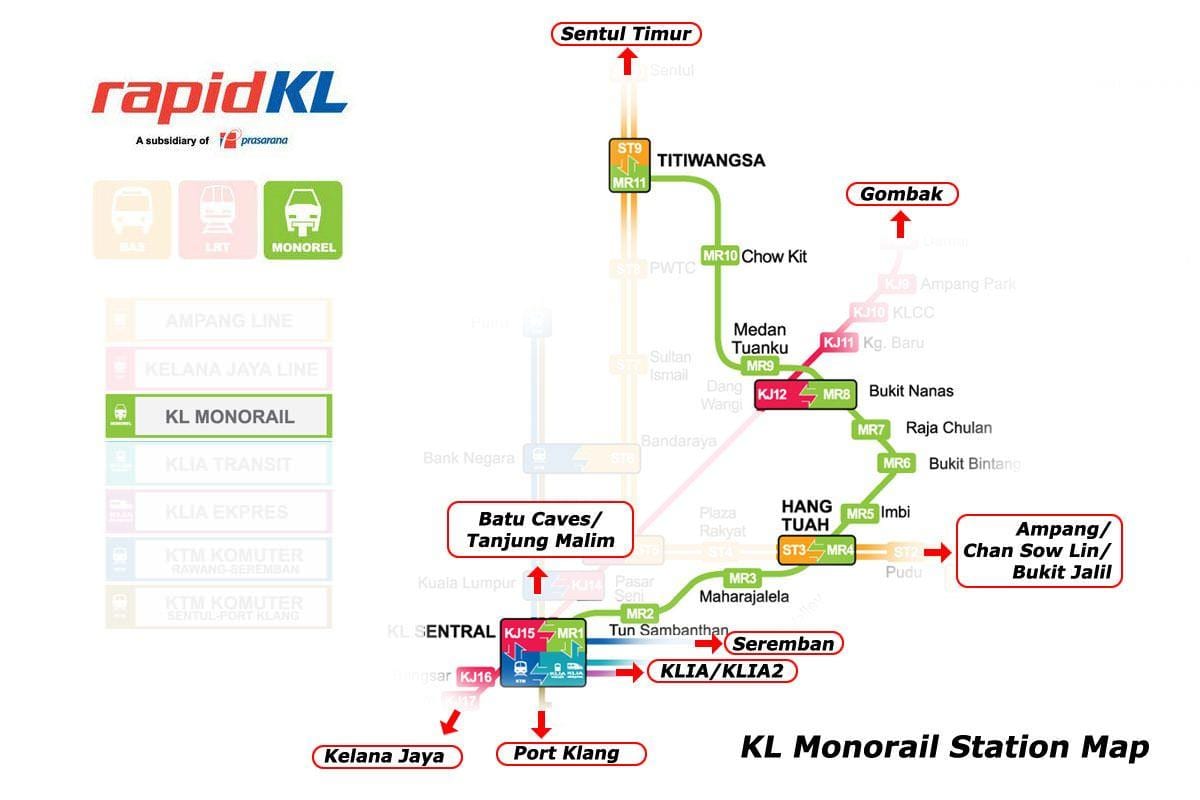 КЛ Сентрал монорельса картата