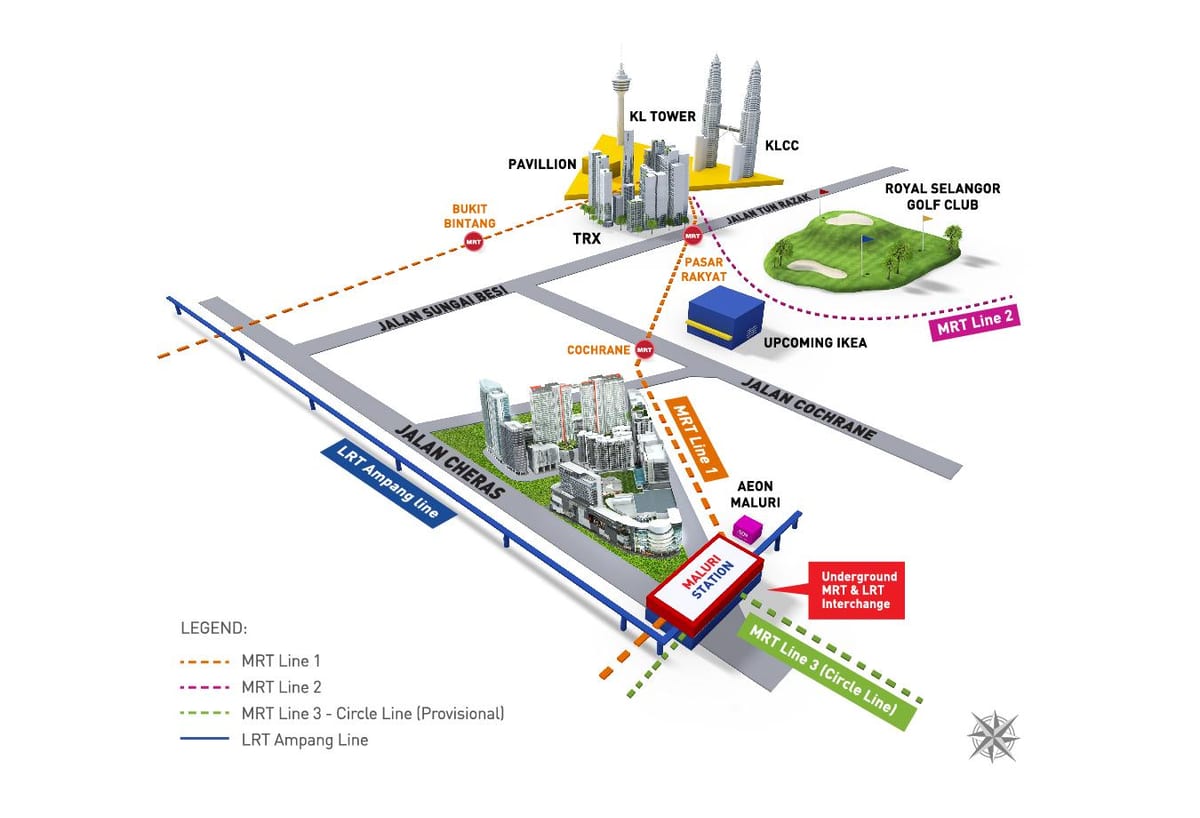 на KLCC LRT станция на картата