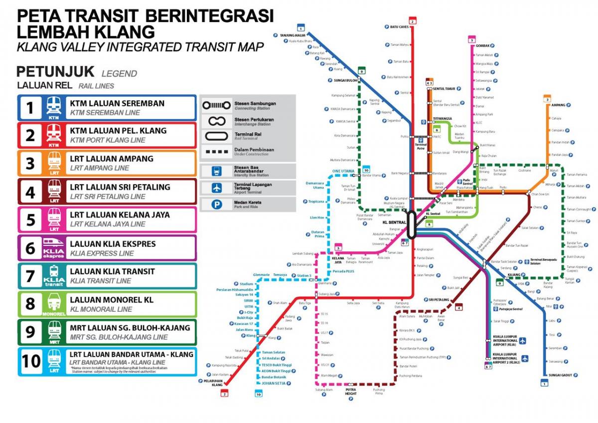карта на метрото Куала Лумпур
