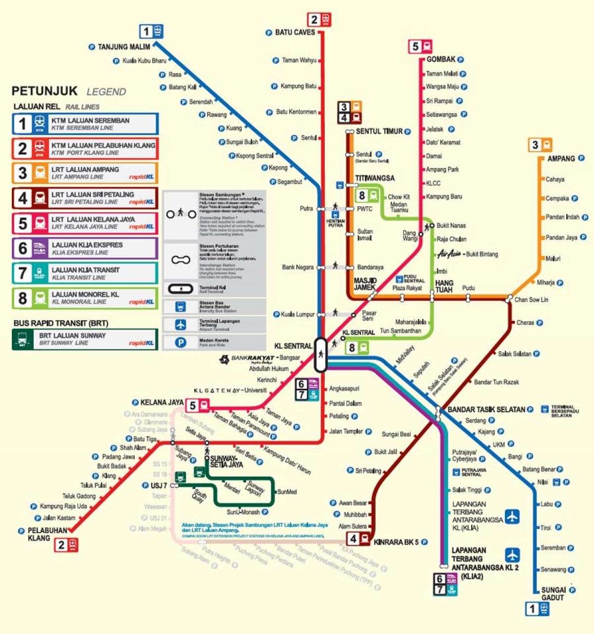 линия ЛРТ картата на Куала Лумпур