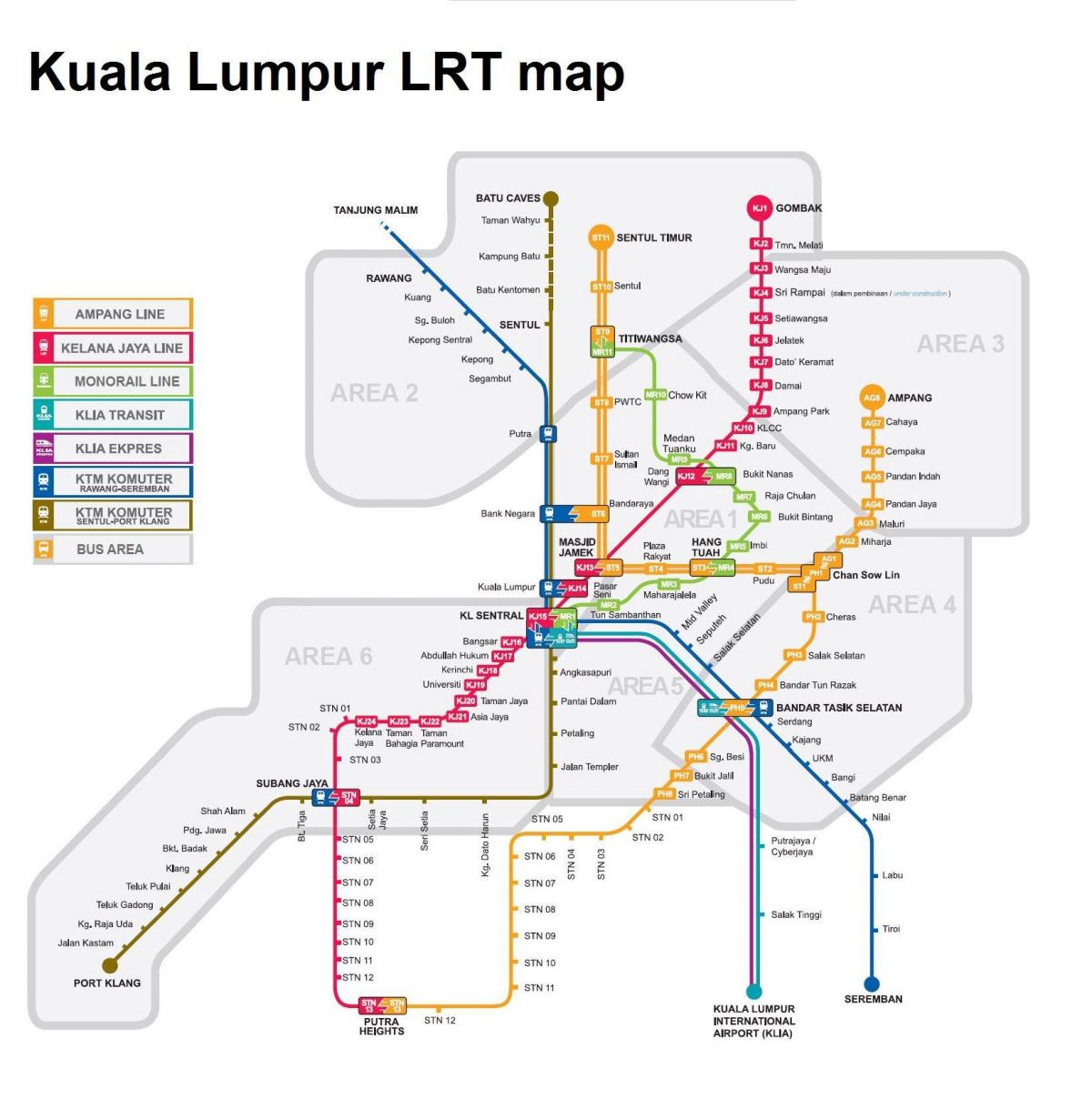LRT карта Куала Лумпур Малайзия