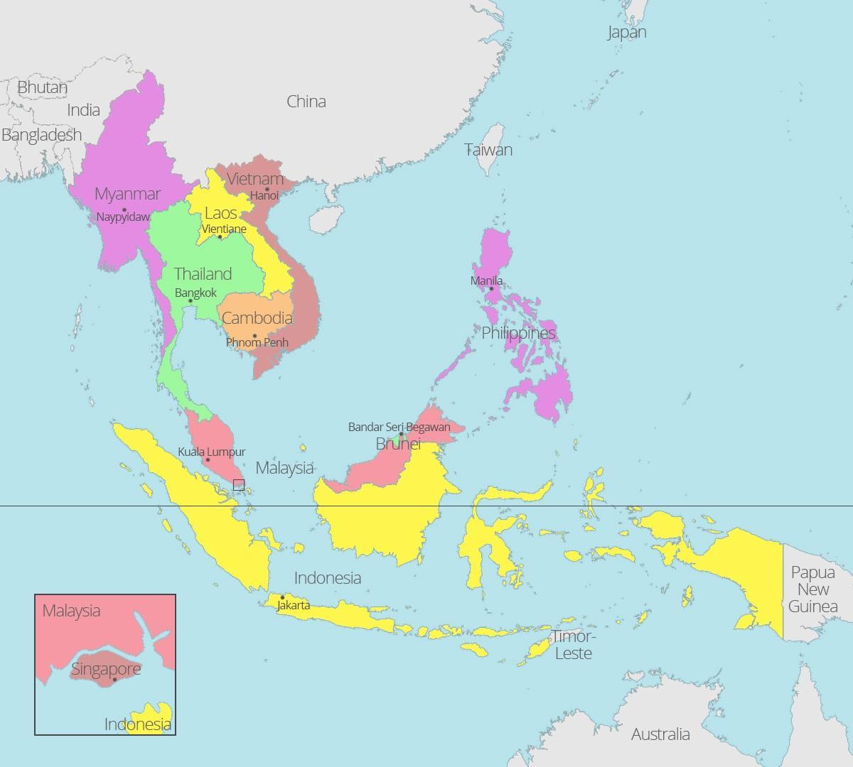 местоположение Куала Лумпур върху картата на света