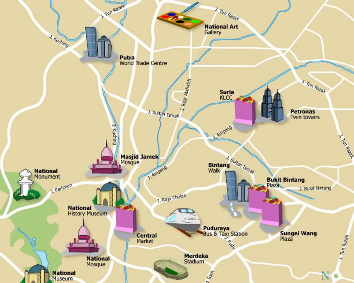 туристически забележителности на Куала Лумпур картата