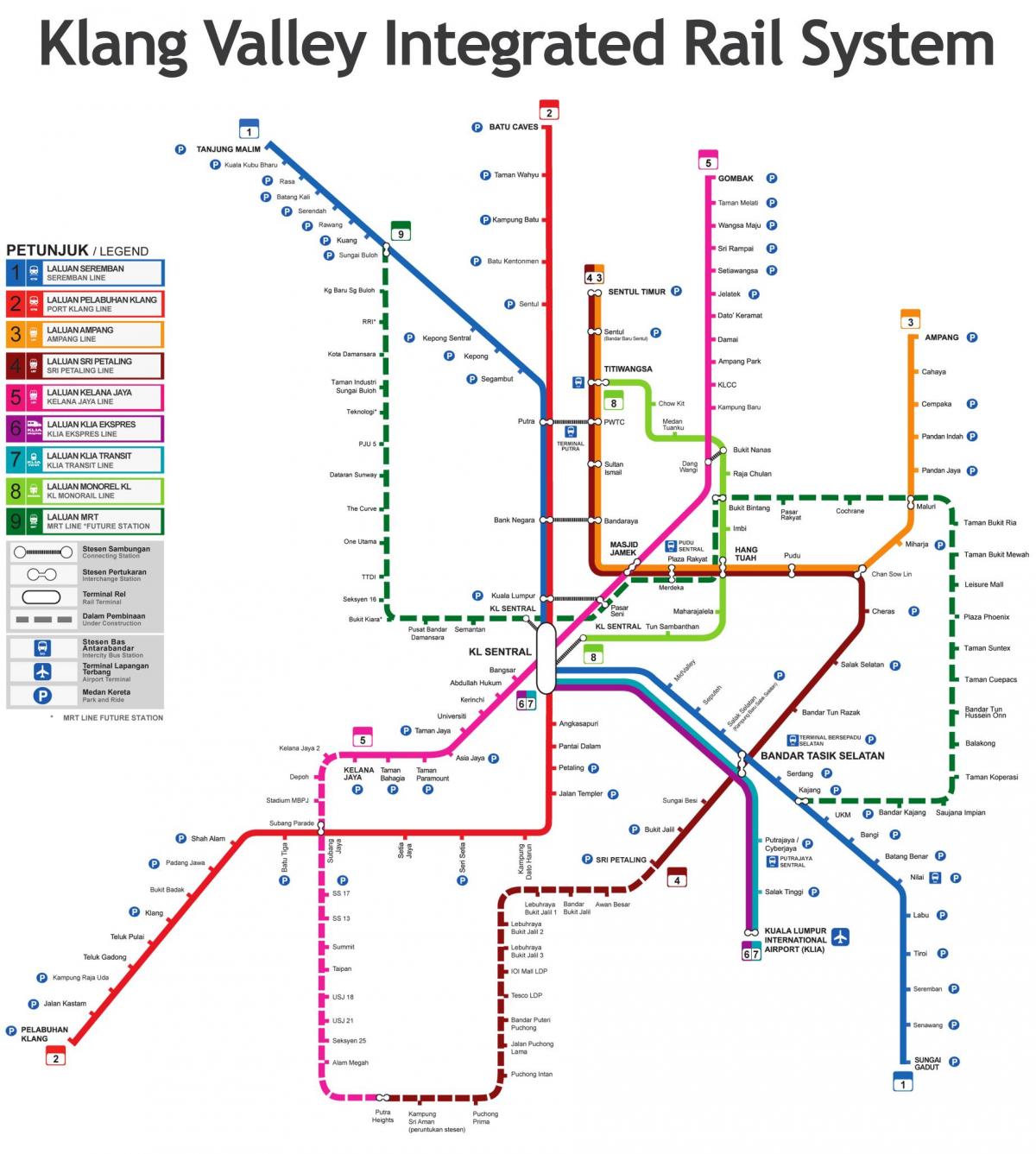 карта влак Малайзия