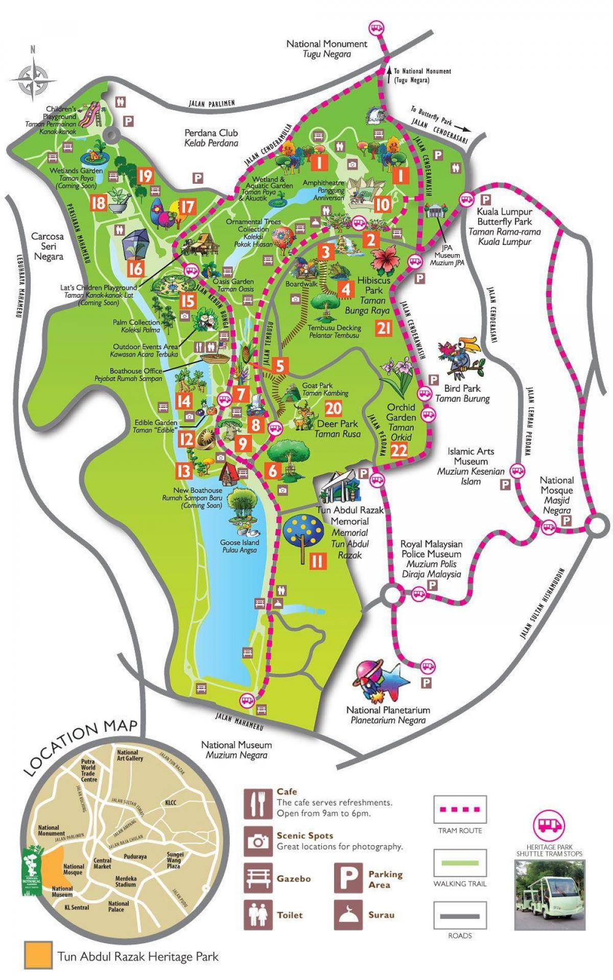 Карта на Ботаническата градина Пердана