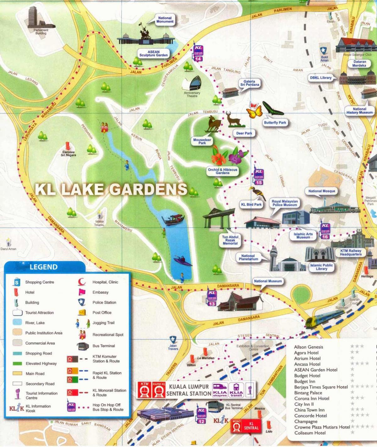 езерото градина Куала Лумпур картата