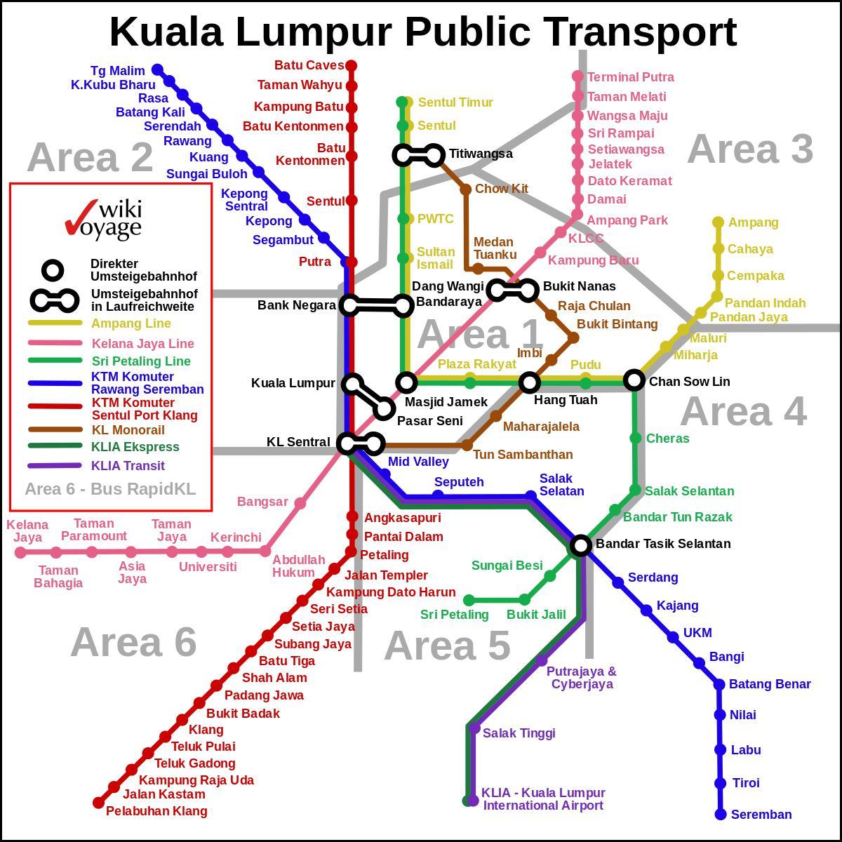 обществен транспорт Куала Лумпур картата