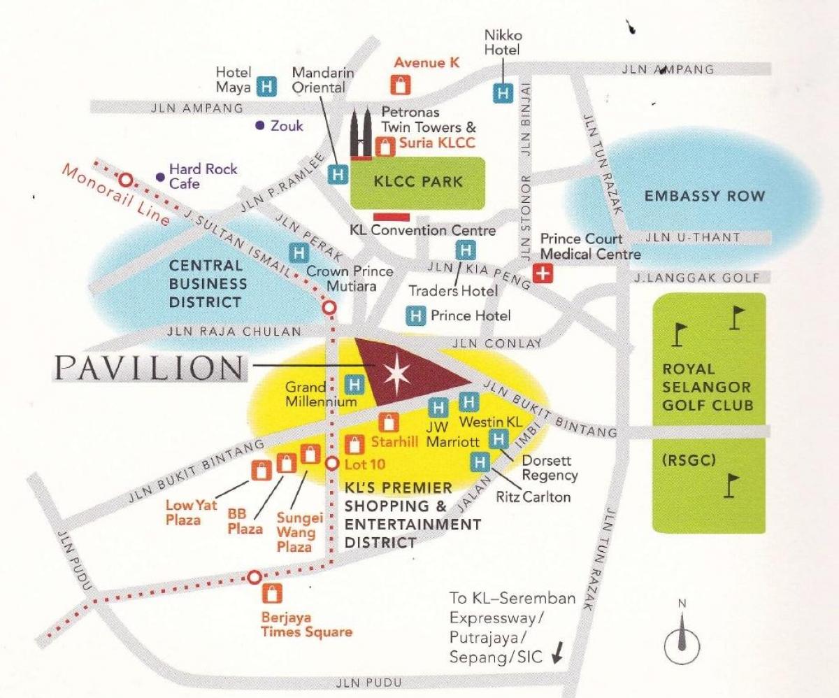 карта на забележителностите на палата на Куала Лумпур