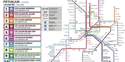 Обществен транспорт картата на Куала Лумпур
