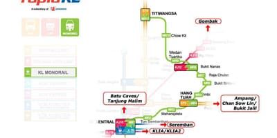Малайзия влак на картата