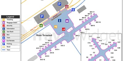 Основното летище на Куала Лумпур, терминал карта