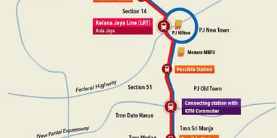 Келана Джая LRT станция на картата